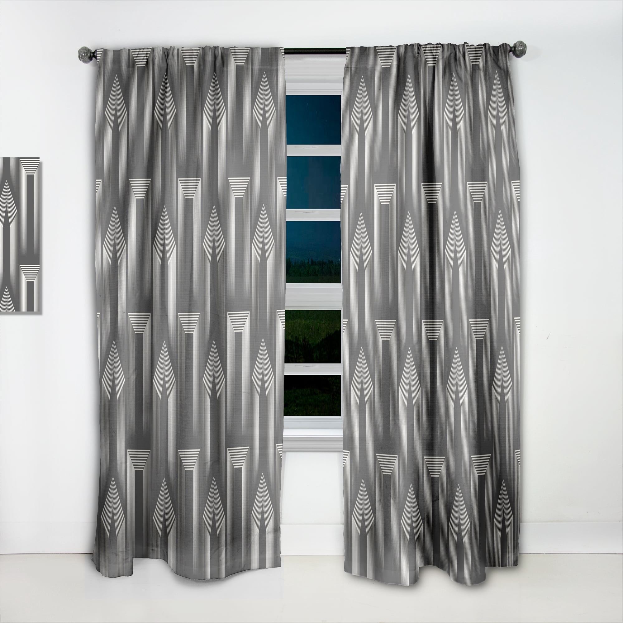 Designart 'Mimimal Monochrome Design III' Mid-Century Modern Curtain Panel