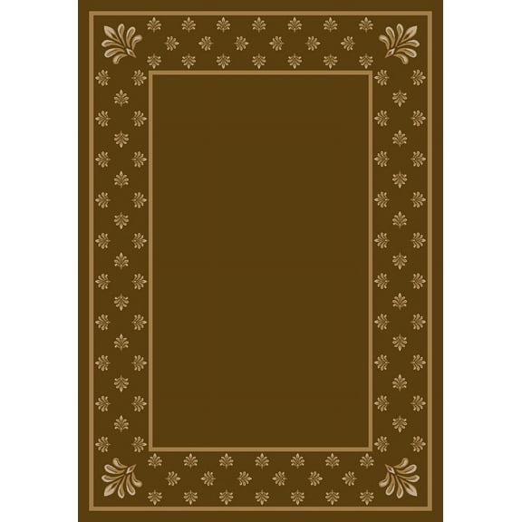 8x8 Milliken Brown Bordered Area Rug Round Adonis Nutmeg II - Aprx 7' 7" x 7' 7"