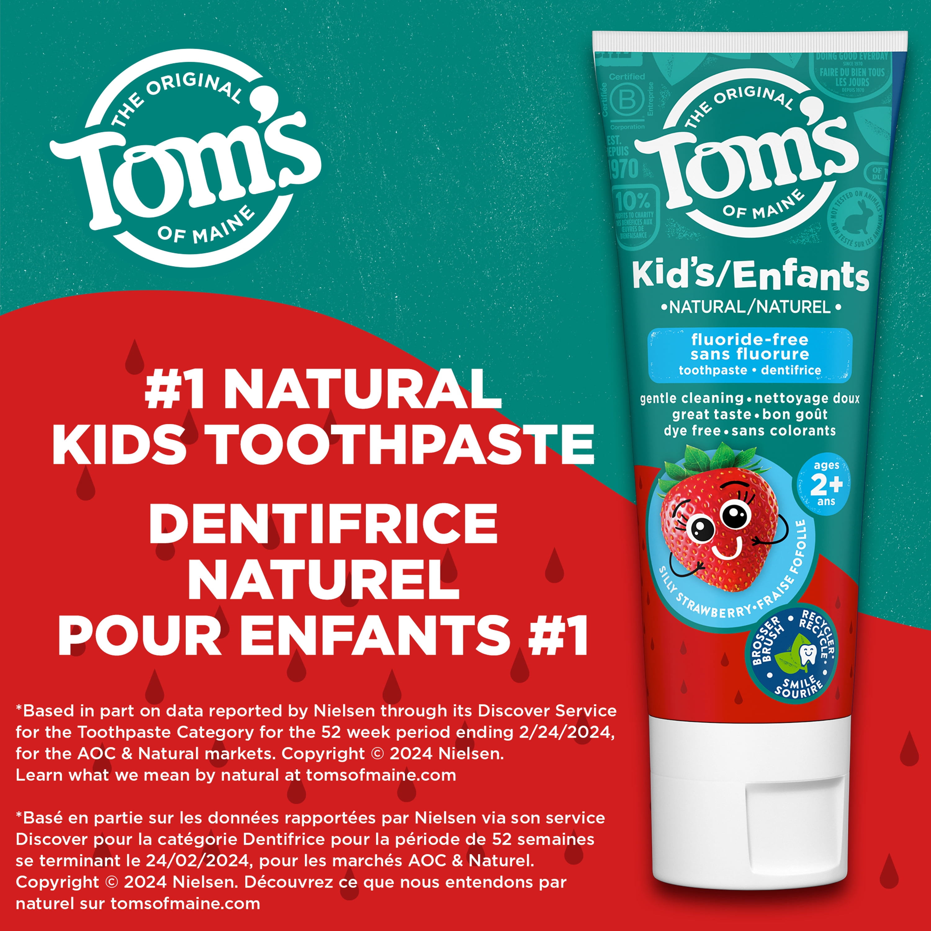 Tom’s of Maine Silly Strawberry Fluoride Free Kids Toothpaste, 90mL