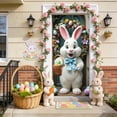 thumbnail image 4 of Easter Bunny Door Cover Banner, Easter Rabbit Flower Door Cover Decorations Easter Front Door Wall Backdrop,Easter Door Cover Festival Party Indoor and Outdoor Door Curtains Hanging Cloth Flags, 4 of 9
