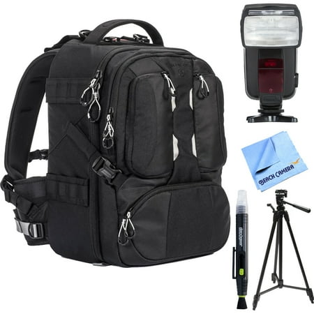 Tamrac Digital Zoom Pack - Tamrac ANVIL 17 Photo DSLR Camera and Laptop Backpack (Black) - T0220-1919 with Flash Power Zoom Bundle for Canon