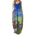 thumbnail image 1 of Robe Bohème pour Femmes Sans Manches Grande Taille Longue Maxi avec Poches Été Décontractée Robe de Plage Imprimé Floral, 1 of 4