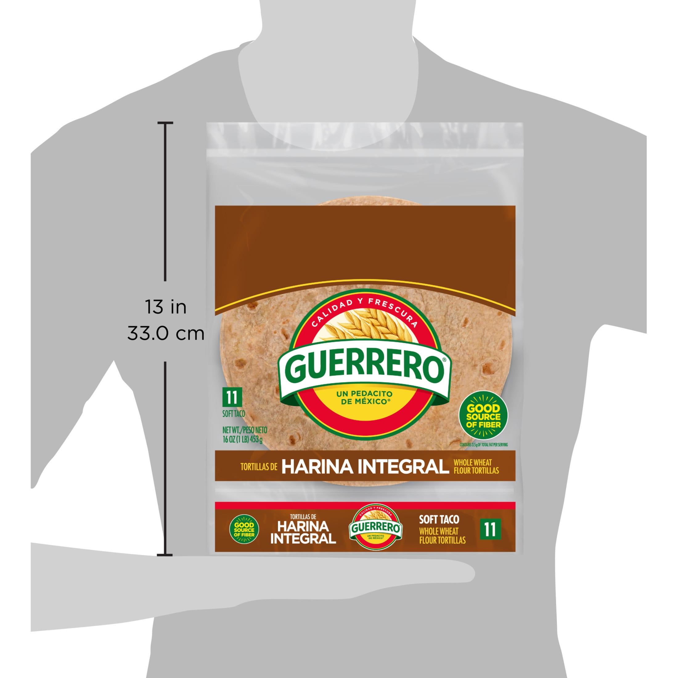 Guerrero Whole Wheat Flour Tortillas, Soft Taco Size, 11 Count