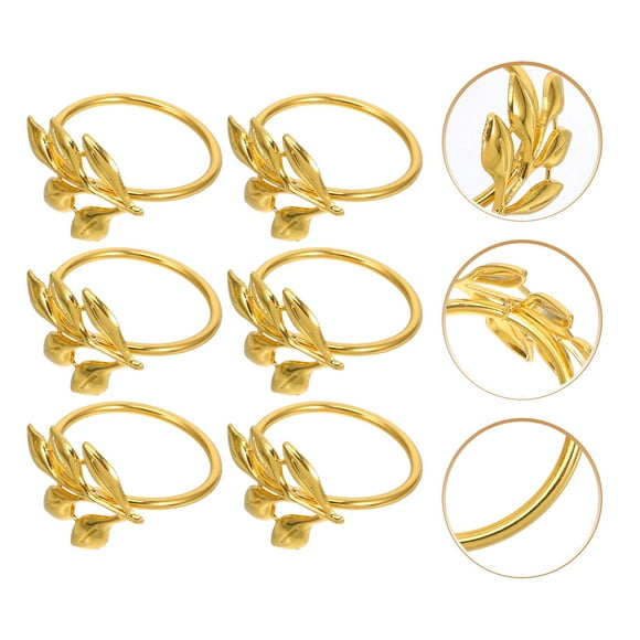 AURARMLET 6Pcs Napkin Rings Zinc Alloy For Elegant Table Setting At Family Gatherings And Weddings