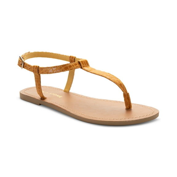 Sun Stone Krisleyy T-Strap Slingback Fla Honey Lizard 10M