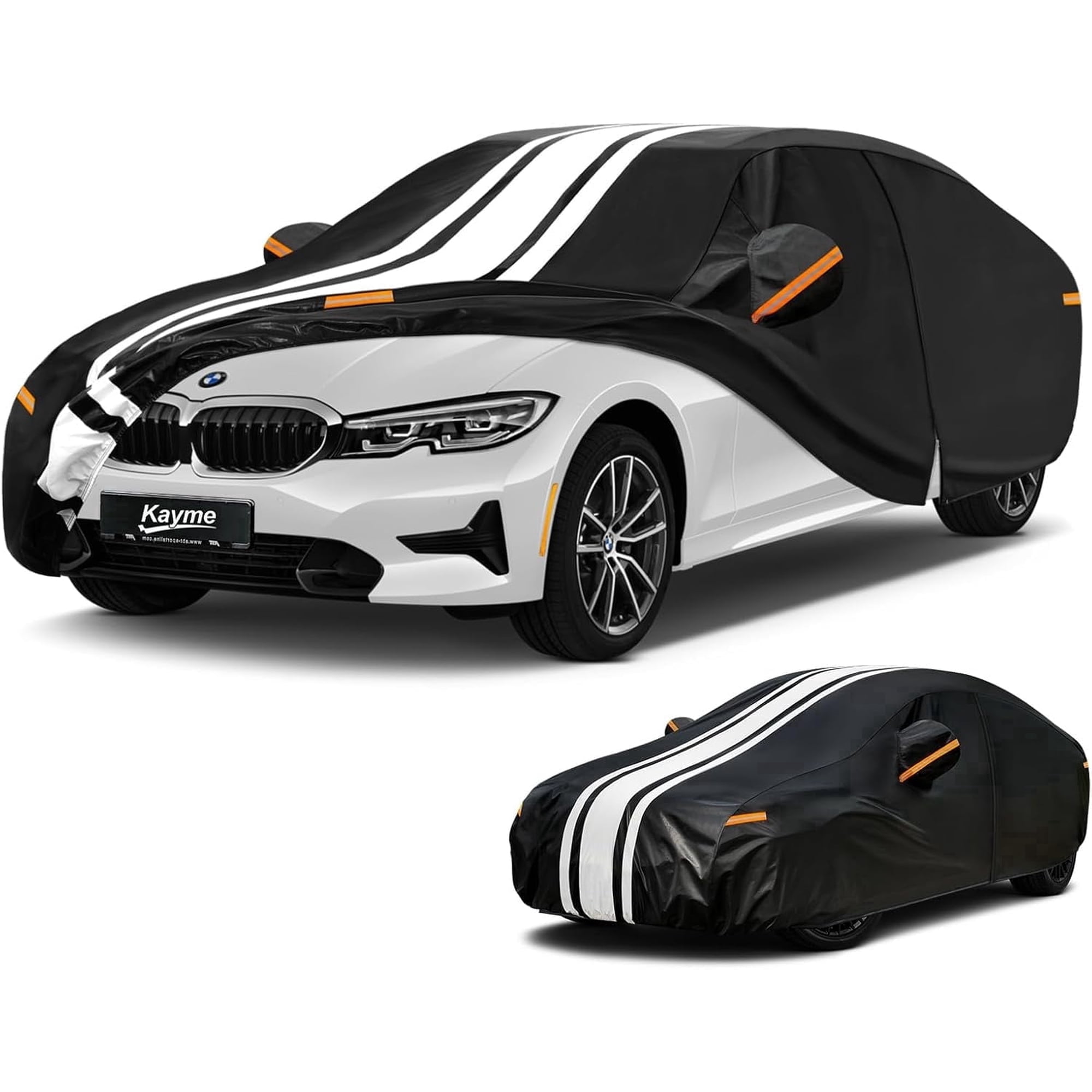 Kayme Heavy Duty Car Cover Custom Fit for BMW 3 Series 320i 325i 328i 330i 335i (1982-2026), Outdoor Full Exterior Cover, Waterproof Snow Rain UV Protection