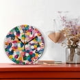 thumbnail image 2 of Yayeee 10" Wall Clock Battery Operated Quartz Round Silent Non-Ticking Home Decor, Dark Colorful Circles, 2 of 6