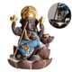 thumbnail image 4 of Quemador de incienso de cerámica con reflujo de Buda Ganesha, figura hecha a mano, estatua de dios elefante, soporte de incienso para el hogar, color azul, 4 of 7