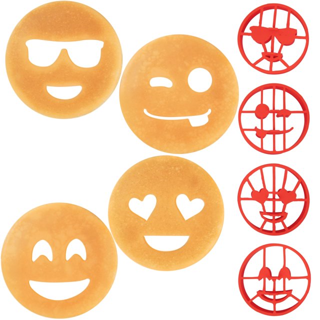 Good Cooking Emoji Pancake Molds and Egg Rings (4 Pack) for Kids AND Adults - Reusable Silicone Smiley Face Maker Doubles as Cookie Maker Set- FDA Approved BPA Free Food Safe Heat Resistan Good Cooking NA