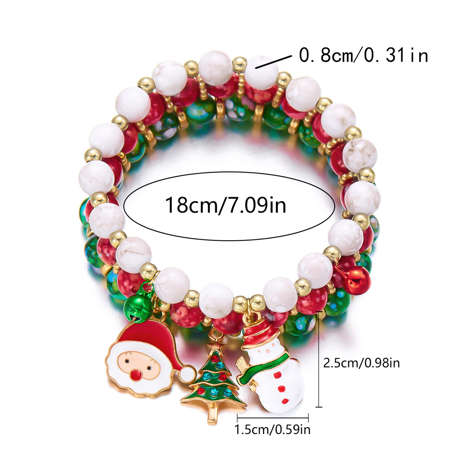 Set De Bracelets De Noël Pour Femme - Bijoux Multi-couches Festifs Avec Perles Et Pendentifs JOY Pour Les Fêtes