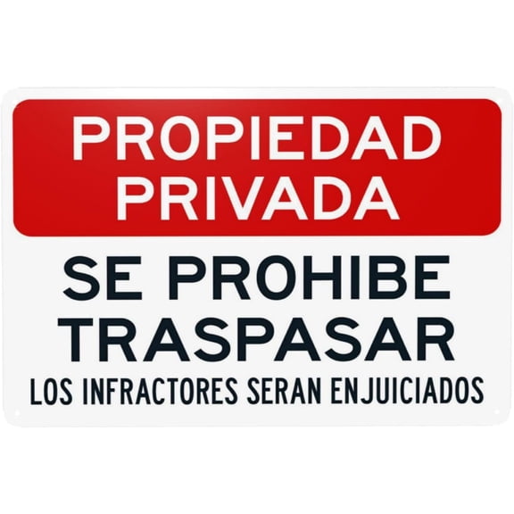 Propiedad Privada Se Prohibe Traspasar Los Infractores Seran Enjuiciados Warning Sign, Security Safety Metal Signs, Vintage Caution Poster Wall Decor for Business Office Use 12 x 8 Inch