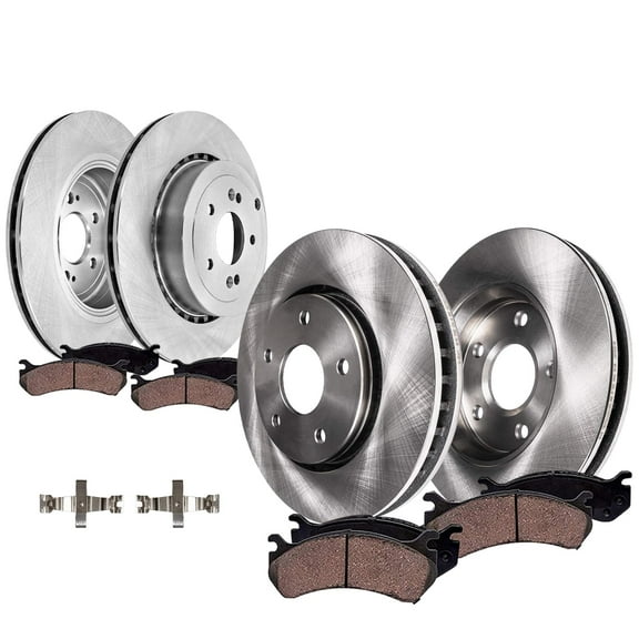 Detroit Axle - 8pc Brake Kit for 2018-2022 Kia Stinger Genesis G70 V6, 13.78" inch Front and 13.39" inch Rear Disc Rotors Ceramic Brakes Pads Replacement