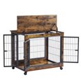 thumbnail image 5 of ACE-PET, 31.5" Furniture Style Dog Crate Side Table with Double Doors, Lift Top & Wheels, for Small-sized Dogs up to 30 LBS, 31.50"W x 21"D x 24.8"H (Rustic Brown), 5 of 10