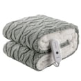 thumbnail image 2 of TRUSTWARMTH Electric Heated Blanket Throw 50"×60", Electric Throw Blanket with 5 Heating Levels & 4 Hours Auto Off, Ultra Soft Jacquard Shaggy Sherpa, Machine Washable, Gray, 2 of 8