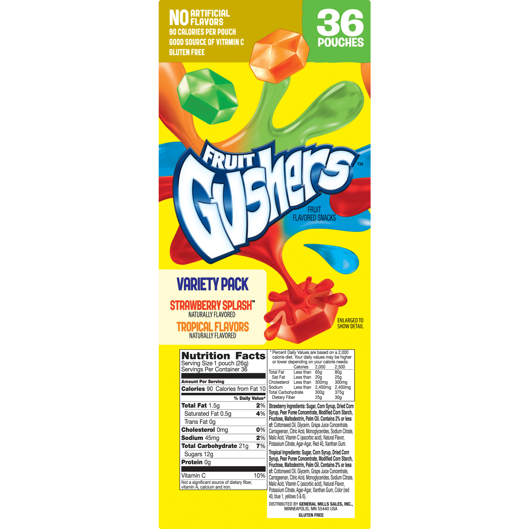Betty Crocker Fruit Gushers 36 Pouch Variety Pack, 36 ct, 32.4 oz