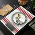 thumbnail image 3 of Ensemble de 6 Napperons Antidérapants à Rayures Rouges et Blanches pour Cuisine, Table à Manger, Fêtes de Patio, Géométrique 13"x19 Pouces Lavable en Coton Lin Durable, 3 of 6