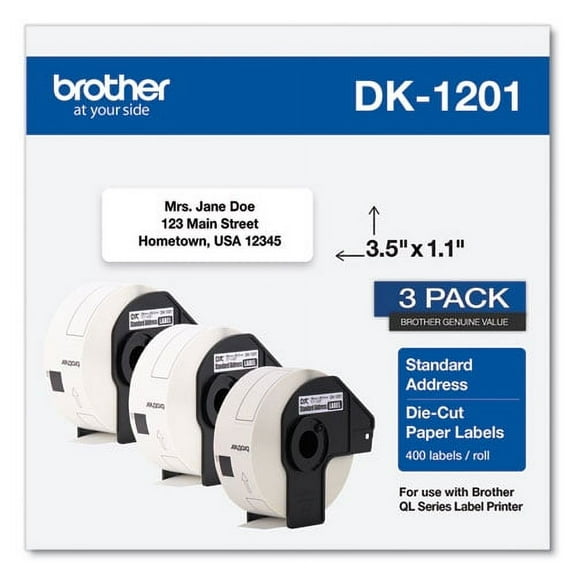 Die-Cut Address Labels, 1.1 x 3.5, White, 400 Labels/Roll, 3 Rolls/Pack | Bundle of 2 Packs
