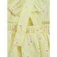 thumbnail image 3 of goowrom Daisy Print Square Collar Ruffle Fly Sleeve Baby Romper with Headband, 3 of 10