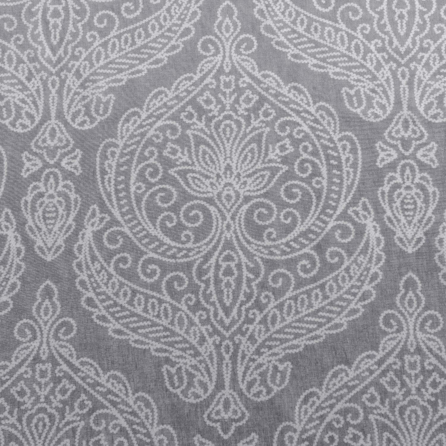 JIUZHEN Grey Damask Ombre Semi Sheer Curtains for Living Room - Faux Linen Gradient Grommet Voile Curtains for Bedroom, 2 Window Curtain Panels, 52 x 84 inches Long