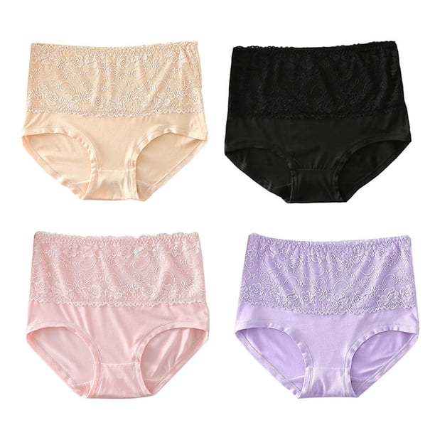 4 unids transpirable encaje alto cintura bragas ropa interior para mujeres niñas damas