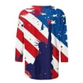 thumbnail image 4 of Fourth of July Tees for Women American Flag Tops Women 4th of July T-Shirts Patriotic Tee Shirts for Women Women's Fashion Tees Casual Crewneck 3/4 Sleeve Loose T Shirt Ladies Blouses Shirts, 4 of 5