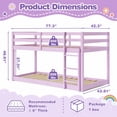 thumbnail image 6 of Solid Wood Low Bunk Bed for Boys Girls, Sesslife Twin Over Twin Bunk Bed with Guardrails & Ladder, Non-Toxic Finish, No Box Spring Needed, Easy Assembly, Pink, 6 of 7