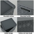 thumbnail image 3 of Ewingger Lidded Plastic Storage Baskets, 6 Pack Woven Baskets for Shelves, Dark Grey, 3 of 10