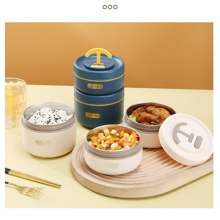  Acasimo Portable Insulated Lunch Container Set for Adult,  Stackable Stainless Steel Bento Lunch Box for Hot Food, Leakproof Thermal  Food Container with Bag: Home & Kitchen