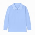 thumbnail image 4 of NIEWTR Boys Baggy Fit Long Sleeve Polo Shirt Lightweight Oversized for Jogging Streetwear and Comfortable Casual Style（A01-Light Blue,11-12 Years), 4 of 9