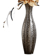 HomeMagic, 19" x 5.5" Antique Gray Decorative Vase, Hammered Finish