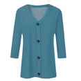 thumbnail image 6 of Delayuji Women's Long Sleeve Cardigan Button Down Solid Color Fashion Casual 3/4 Sleeves Cardigans Sweater For Women, 6 of 7
