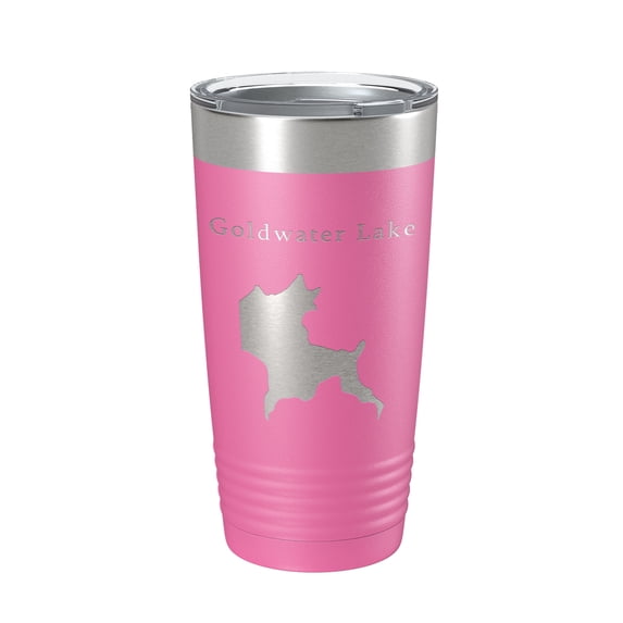 Goldwater Lake Map Tumbler Travel Mug Insulated Laser Engraved Coffee Cup Arizona 20 oz Pink