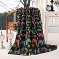 thumbnail image 2 of Green Red Controllers Games Icons Black Pattern Blanket,Comfortable Soft Flannel Throw Blanket,All Season,Warm Lightweight Blankets for Sofa Bed Couch Living Room Chair,50"x60", 2 of 4