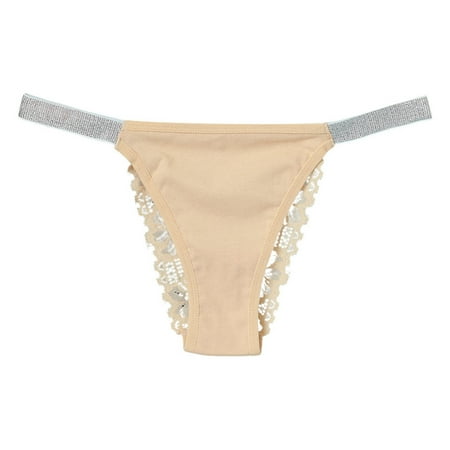 Xiaoxatg Women s Panties Women s Hollow Lace Low Waist Briefs Women s Solid Color High Elastic Silver Ribbon Thong Briefs Seamless Bikini Underwear for Women