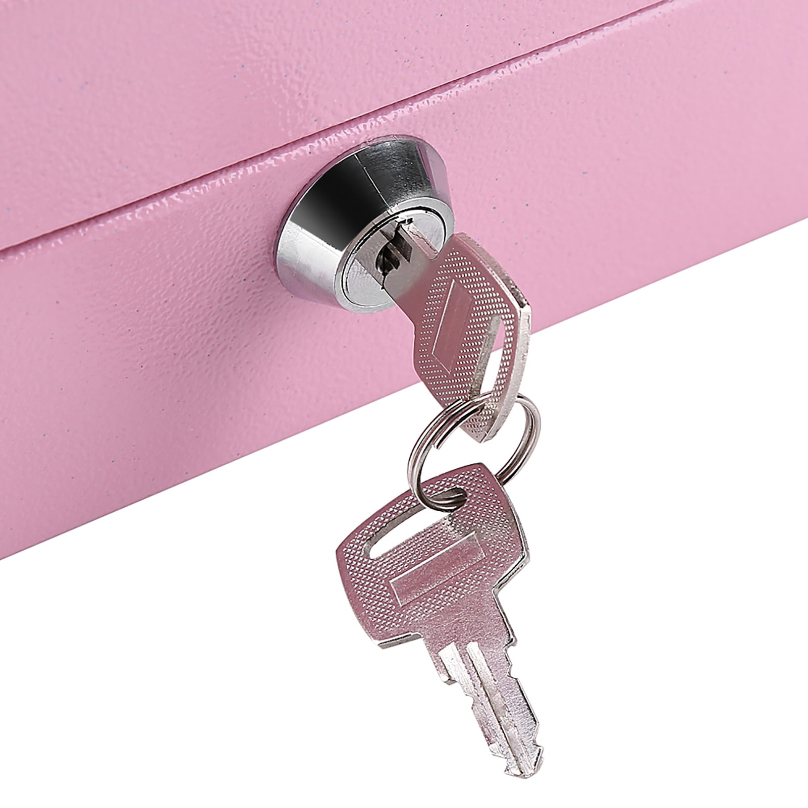 Fireproof Waterproof Box with Key Lock Safe 1Pc Mini Portable Steel Petty Lockable Cash Money Coin Safe Security Box Household for Daily Use Household and Traveling Small Pink