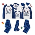 thumbnail image 1 of Pijamas familiares a juego de Navidad, conjunto de pijamas de Feliz Navidad, astas de alce, azul, 1 of 3