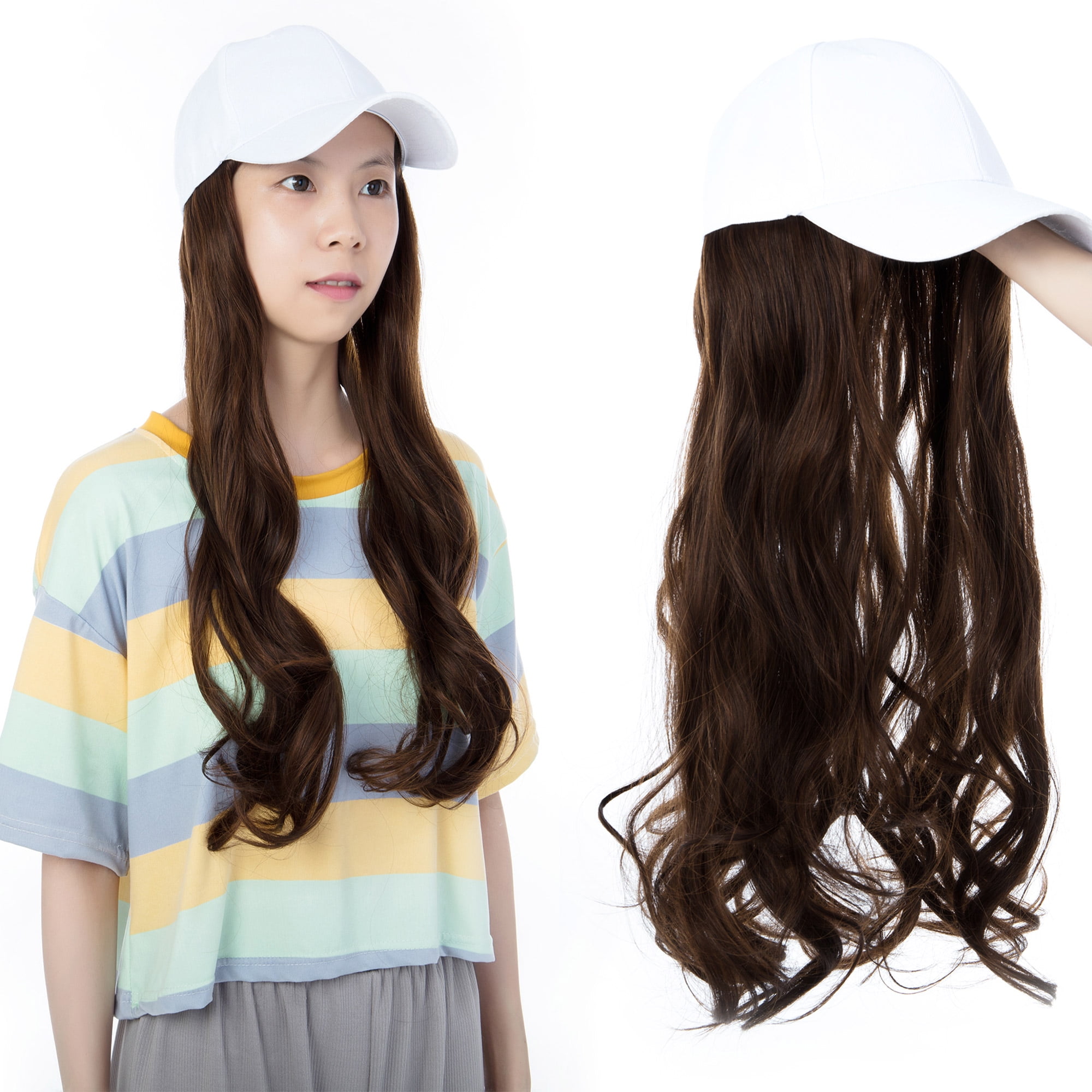 Florata FLORATA Baseball Cap with Hair Synthetic Extension,Hats with
