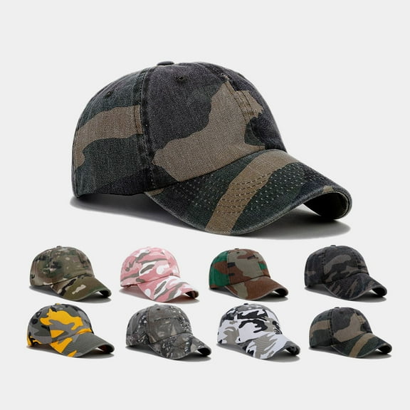 Vintage Washed Distressed Cotton Dad Hat Baseball Cap Adjustable Polo Trucker Unisex Camouflage Style Headwear Adjustable
