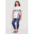thumbnail image 3 of Women's Plus Size Color Blocked Tokyo Racing Graphic Polo Top, 3 of 4