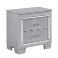 thumbnail image 2 of Bedroom Silver Nightstand With 2 Drawers And Faux Alligator Exceptionalness Color, 2 of 4