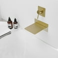 thumbnail image 5 of Single Handle Wall Mount Bath Spout Waterfall Tub Black Faucet Bathtub Filler in Brushed Gold, 5 of 12