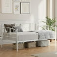thumbnail image 3 of Twin Metal Daybed, Metal Sofa Bed Frame with Arched Headboard & Steel Slat Support, Guest Sofa Bed, No Box Spring Required, White, 3 of 8