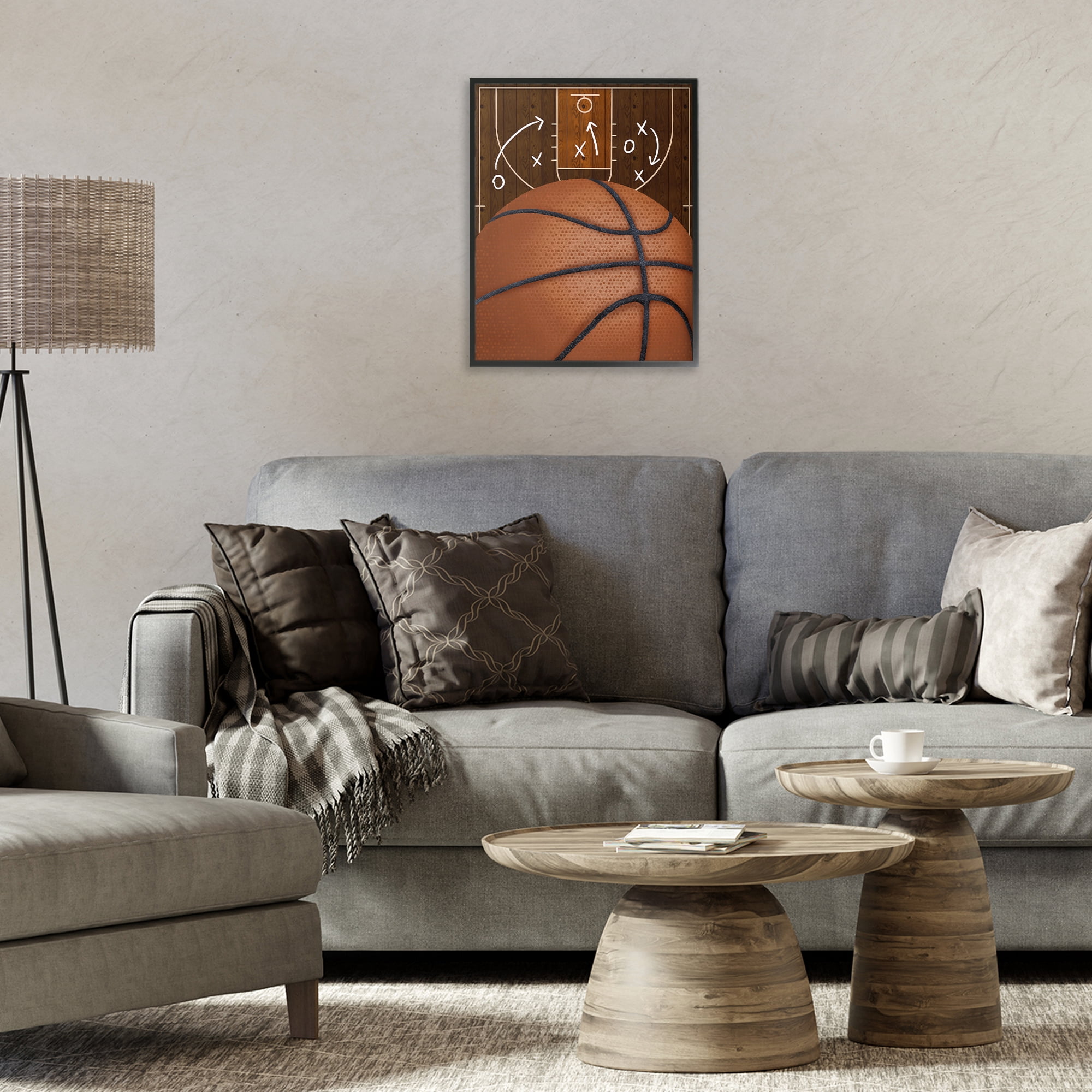 Stupell Industries Basketball Court Tactics Black Framed Giclee Art, design by Jennifer Stith