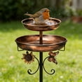 thumbnail image 6 of 2-Tier Copper Bird Bath Feeder Stake,Metal Ground Mount with Sunflower & Butterfly Decor, 2-in-1 Waterer & Feeder, 6 of 7