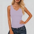 thumbnail image 2 of Tank Top for Women V Neck Summer Sleeveless T Shirt Tunic Casual Solid Color Loose Fit Blouses Purple, 2 of 9