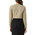 thumbnail image 3 of INSPIRE CHIC Women's Cropped Bolero Shrug Long Sleeve Crew Neck Lightweight Knit Cardigan M Khaki, 3 of 6