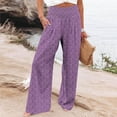 thumbnail image 2 of KHONTS Women's Casual High Waisted Palazzo Pants Wide Leg Trendy Trousers Floral Printed Boho Beach Vacation Pants with Pockets Purple XL, 2 of 5