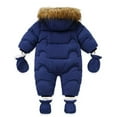 thumbnail image 3 of Hwmodou Baby Snowsuit Infant Boys Girls Winter Thicken Coat Hooded Pocket Jacket Snowsuits With Gloves Toddler Windproof Warm Jumpsuit Snow Wear Outerwear Activites Bodysuits,6-24M, 3 of 3