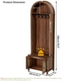 thumbnail image 2 of Hall Tree with Bench & Shoe Storage, 71" Arch Entryway Coat Rack with 4 Hooks & 2 Fluted Doors, Farmhouse Organizer, 23.7"W, 2 of 8