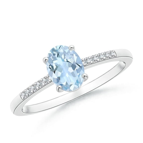 1.00 Ctw Oval Aquamarine Gemstone 925 Sterling Silver Solitaire Accents Women Ring GIFT FOR HER